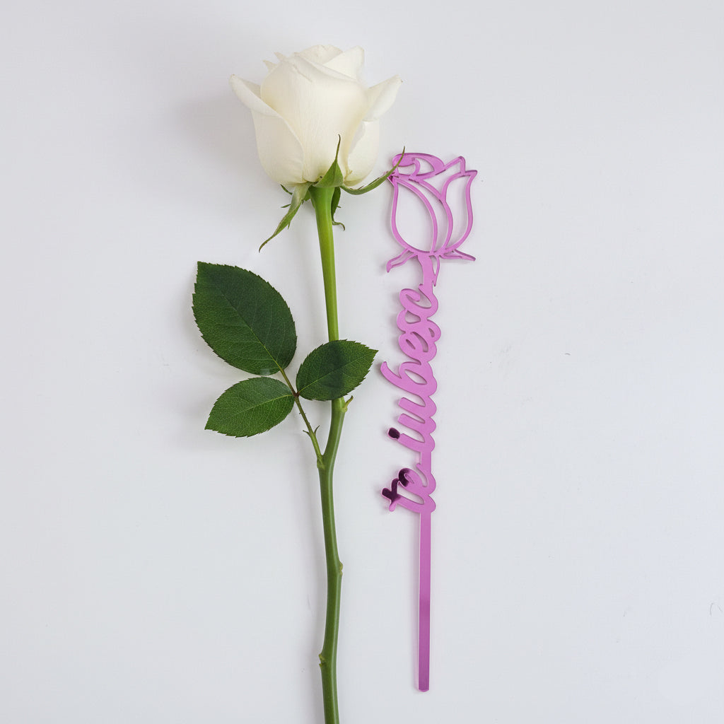 Topper Floral „Te iubesc” cu Trandafir