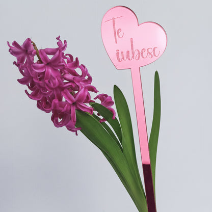 Topper Floral Inimă „Te iubesc”