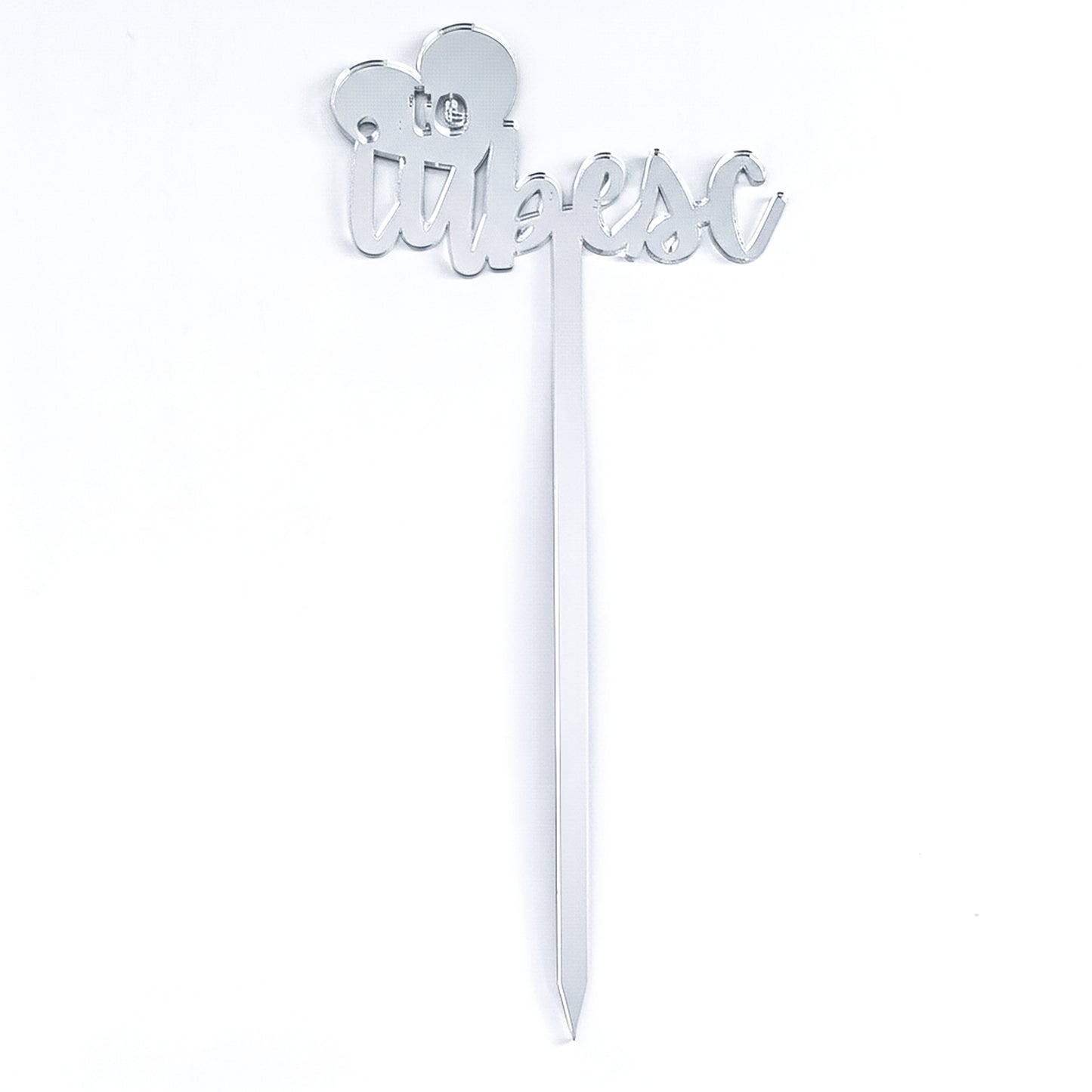 Topper Floral „Te Iubesc” cu Inimă și Tijă Lungă