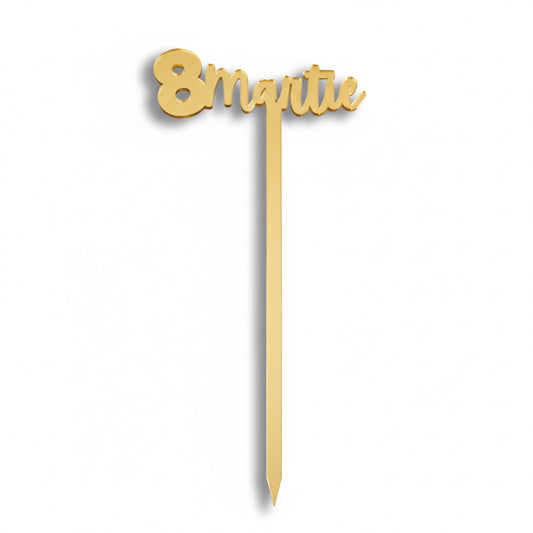 Topper Floral „8 Martie” cu Tijă Lungă