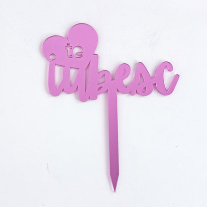 Topper Floral „Te Iubesc” cu Inimă și Tijă Scurtă