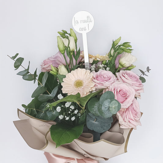 Topper Floral „La mulți ani!”