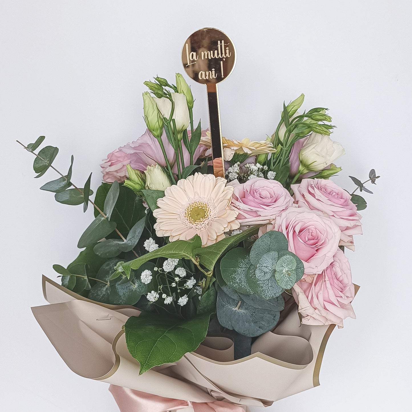 Topper Floral „La mulți ani!”