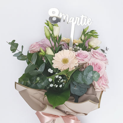 Topper Floral „8 Martie” cu Tijă Lungă