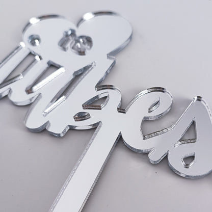 Topper Floral „Te Iubesc” cu Inimă și Tijă Lungă