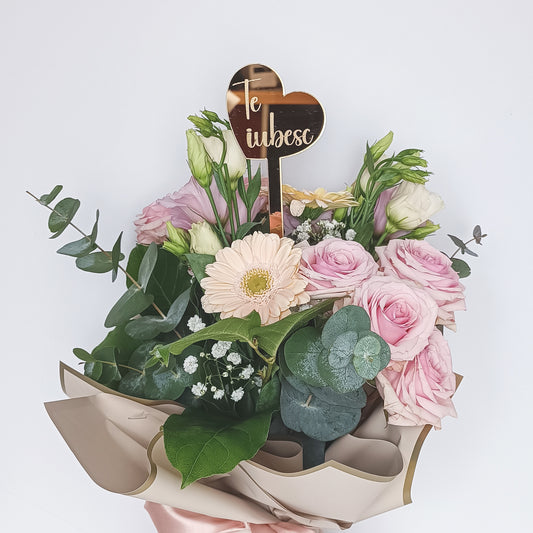 Topper Floral Inimă „Te iubesc”