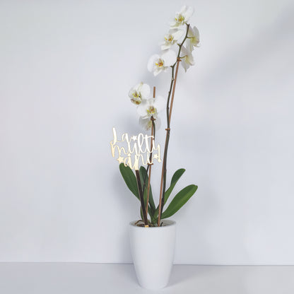 Topper Floral „La mulți ani!” cu Steluțe și Tijă Lungă