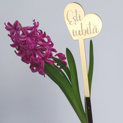 Topper Floral Inimă „Ești iubită”