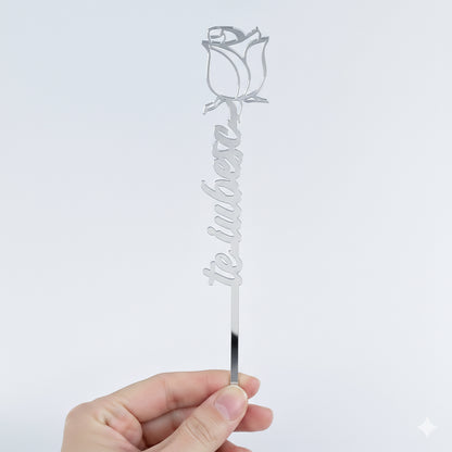 Topper Floral „Te iubesc” cu Trandafir