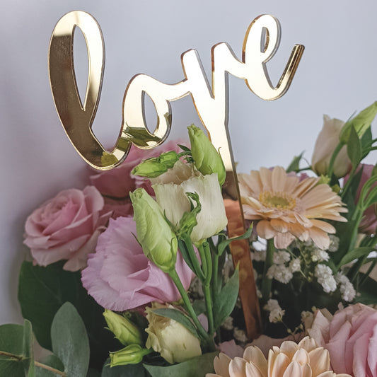 Topper Floral „Love” cu Tijă Lungă