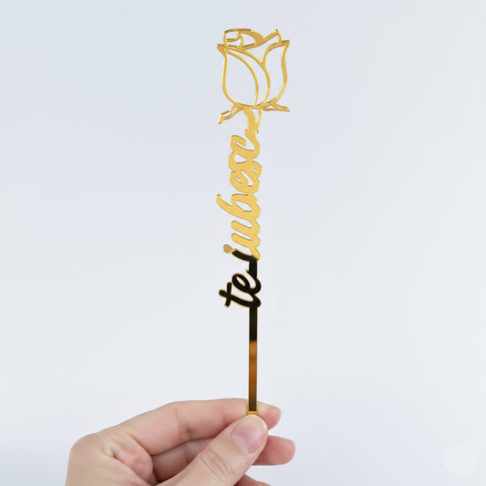 Topper Floral „Te iubesc” cu Trandafir