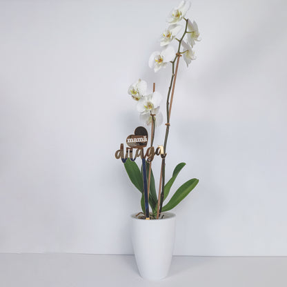 Topper Floral „Mamă Dragă” cu Inimă și Tijă Lungă