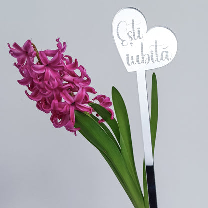 Topper Floral Inimă „Ești iubită”