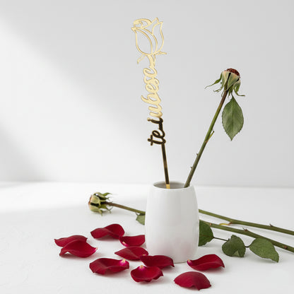 Topper Floral „Te iubesc” cu Trandafir