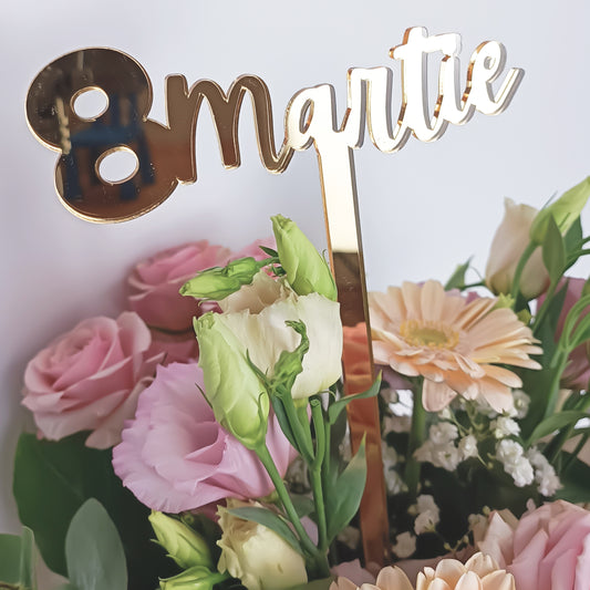 Topper Floral „8 Martie” cu Tijă Lungă
